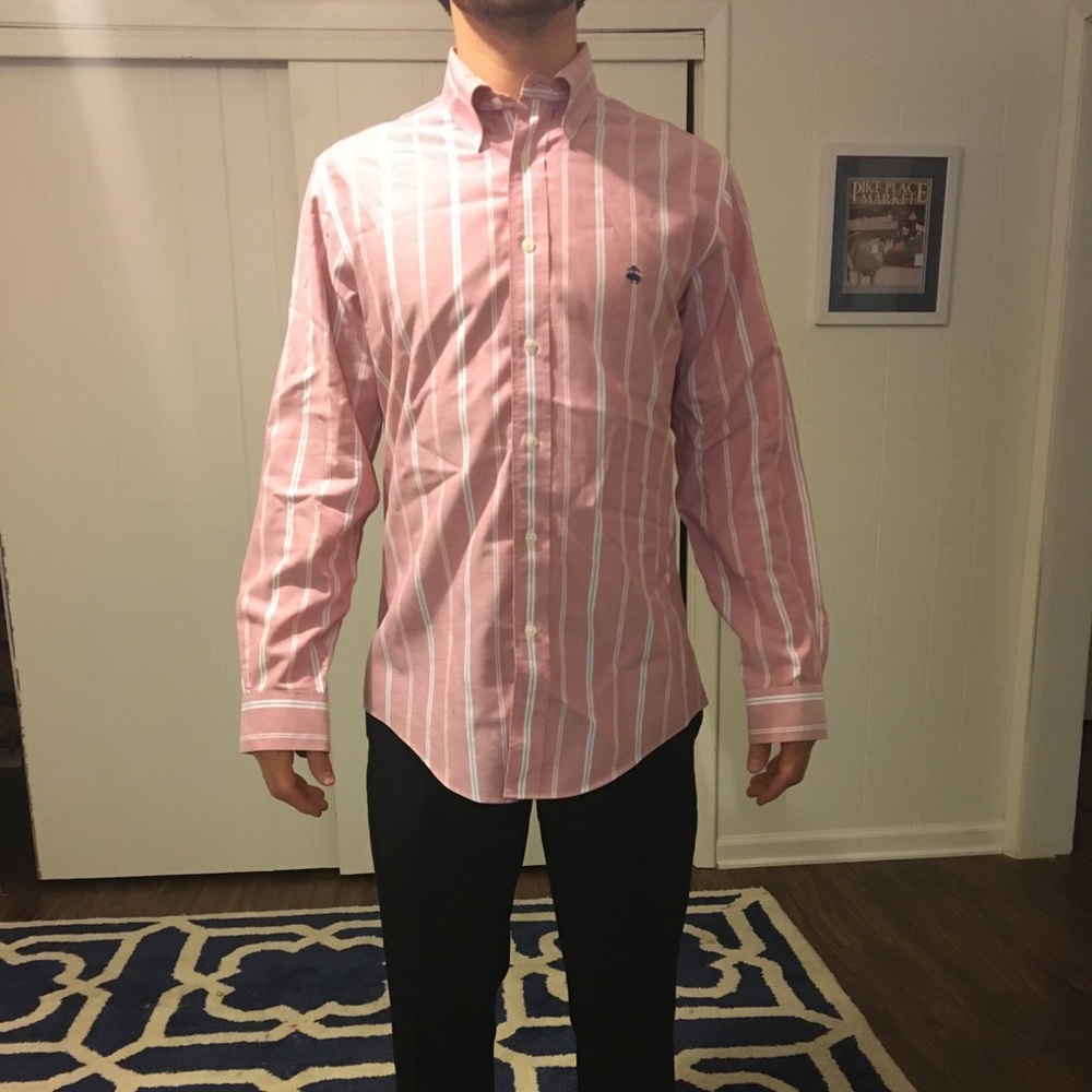 Striped red/pink Brooks Brothers dress shirt